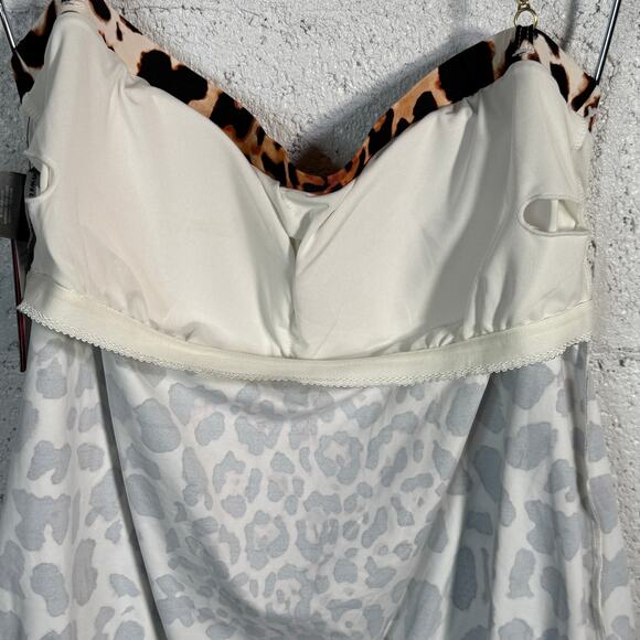 Vince Camuto Chain-Halter Blouson Tankini Top, Animal print, Large MSRP $138 - Picture 8 of 11